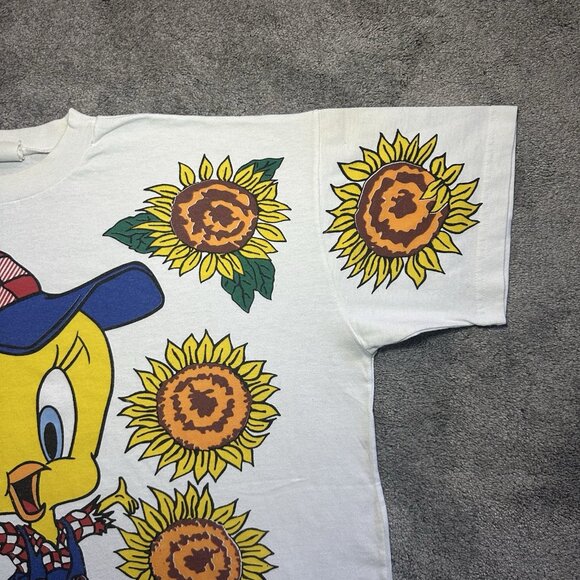 Vintage 1995 Looney Tunes Tweety Bird Sunflower Shirt Size XL - Picture 3 of 12